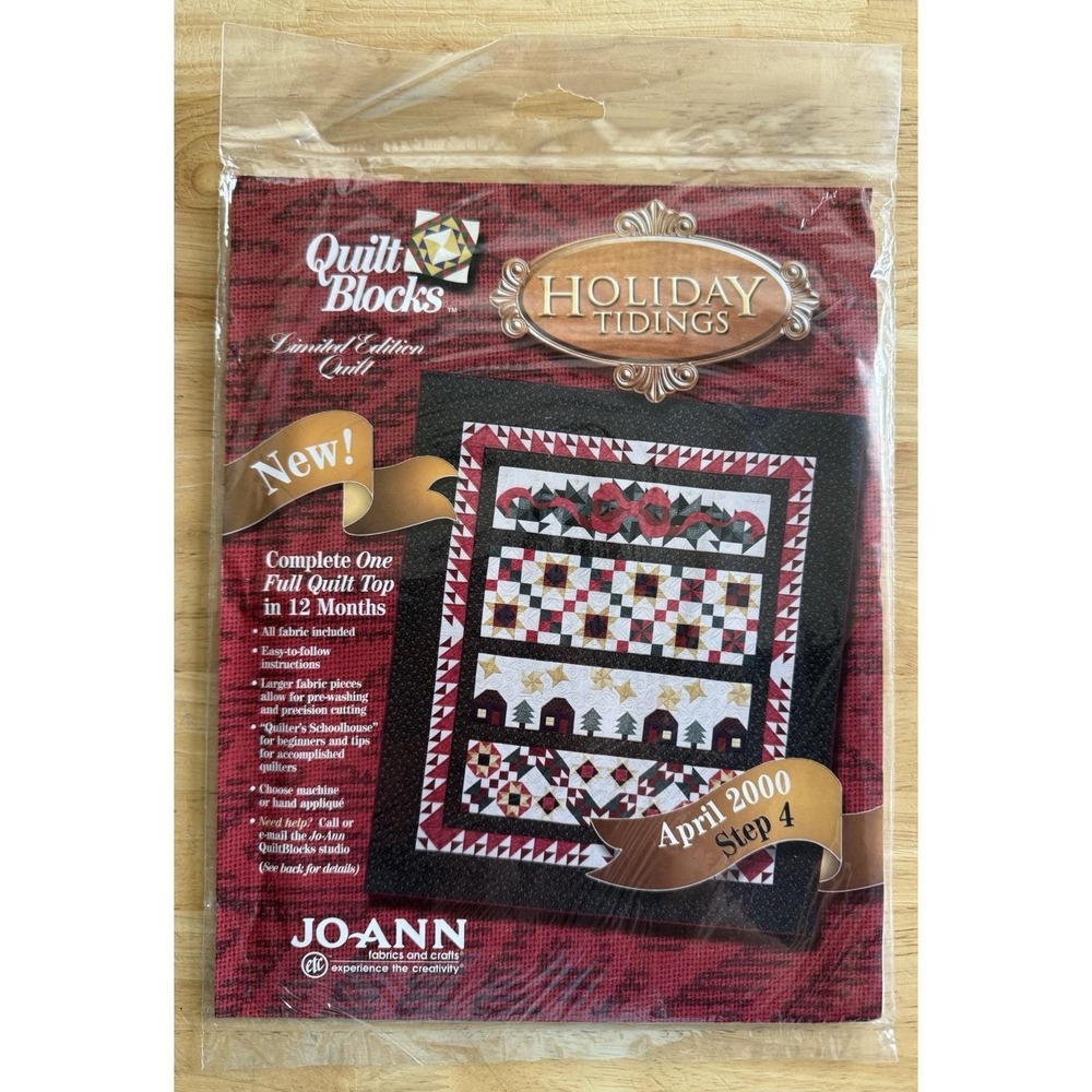 Joann APRIL 2000 Limited Edition Holiday Tidings Quilt Block Of The Month NEW